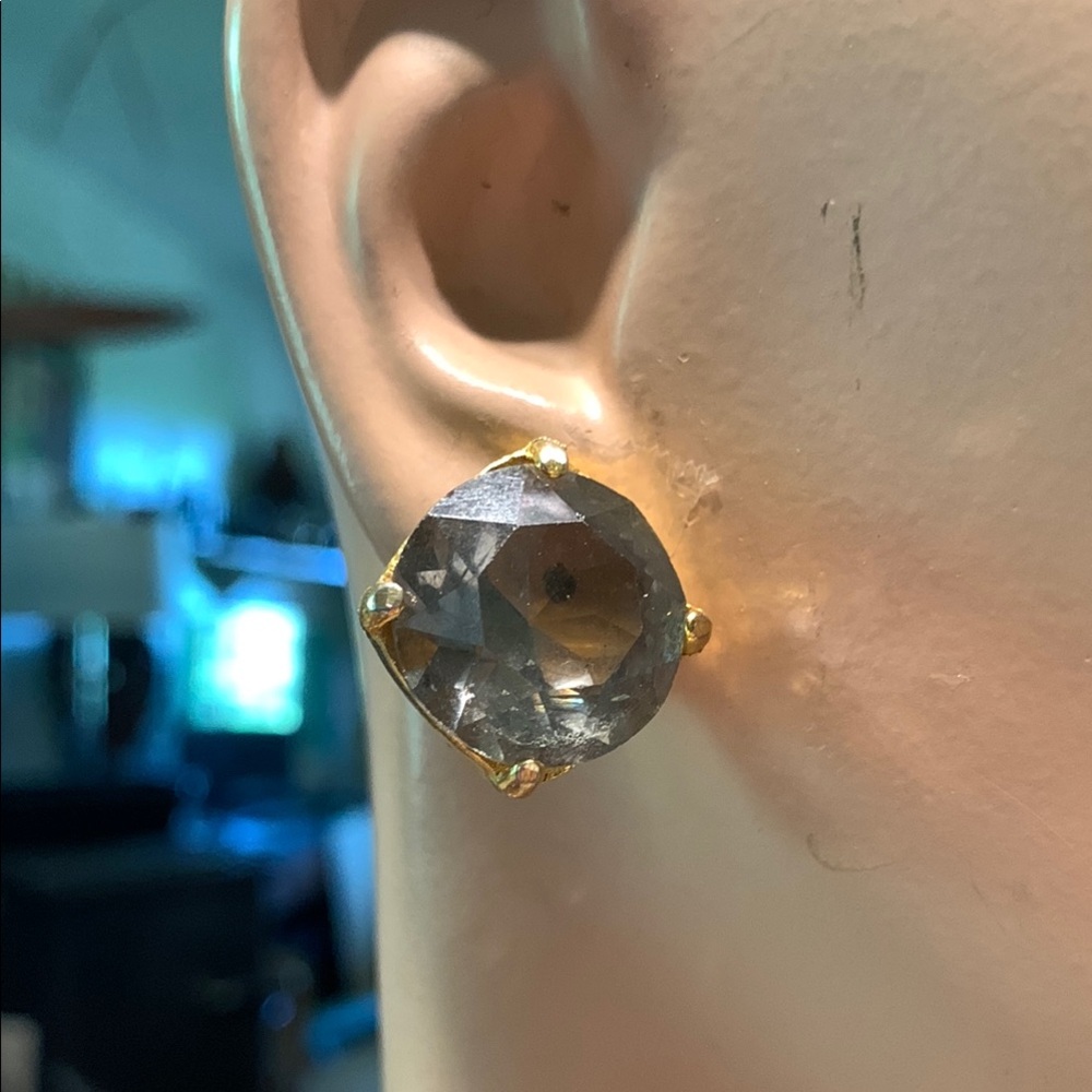 HUGE MASSIVE FACETED DIMENSIONAL CRYSTALS “SMOKEY TOPAZ” SPARKLING EARRINGS